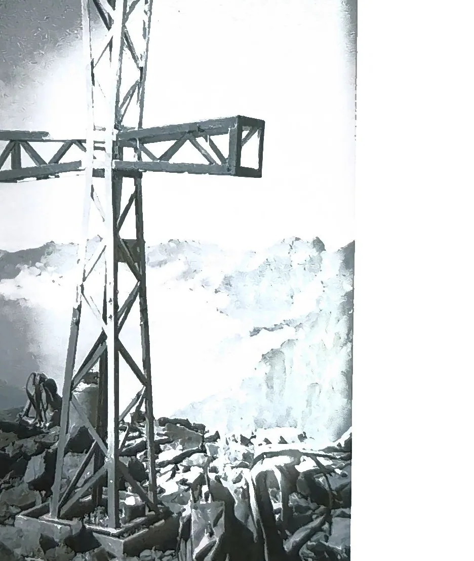 La nuova croce sul Pizzo Recastello nel 1958